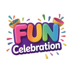 Obraz premium Colorful Celebration Text in Party Theme with Vibrant Colors and Confetti Decorations for Party Invitation