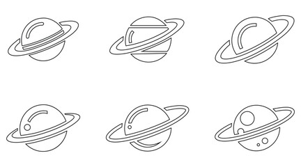 Saturn planet ring line icon vector set, planet symbol Saturn outline icon vector illustration © Anda