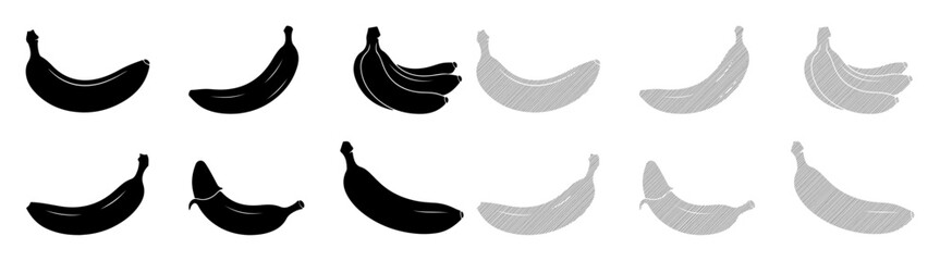 Abstract arrangement of black and gray bananas in a grid pattern © MDTUHIN