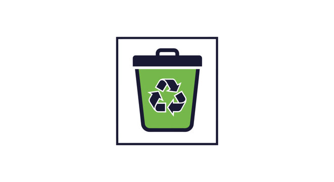 Green Recycling Bin with Symbol.