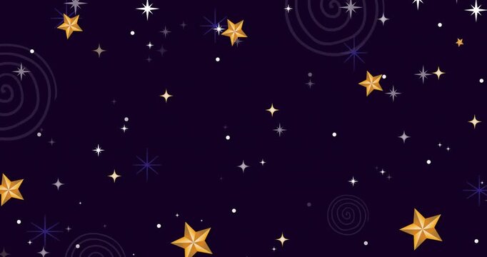 Animation of stars and mistletoe on black background