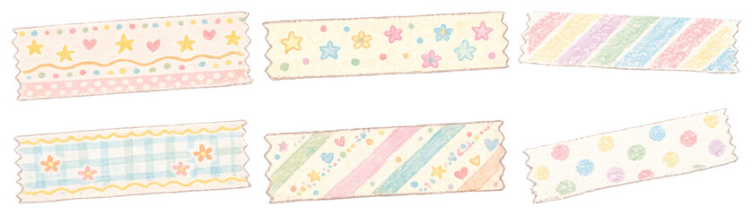 PNG Colorful decorative washi tape designs on transparent background
