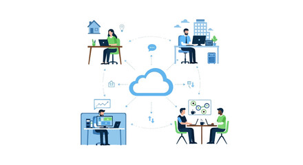 People working with cloud computing.