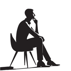 Black Thinking person Silhouette Vector, High Quality Illustration on White Background © Craftdot