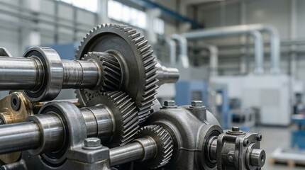 Obraz premium Industrial Machine Parts in Factory