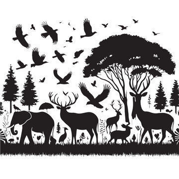 Black Wildlife protection Silhouette Vector, High Quality Illustration on White Background
