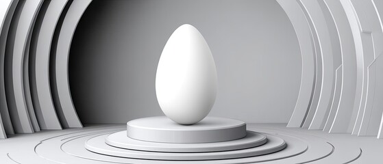 Fototapeta premium White stone podium stands on a simple background designed for product display with space for promotional text and branding