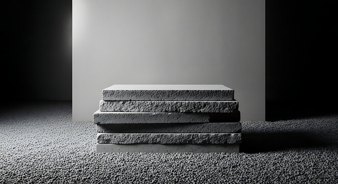 Stack of concrete blocks in light