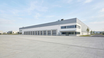 Obraz premium Minimalist Modern Factory Exterior with Large Copy Space