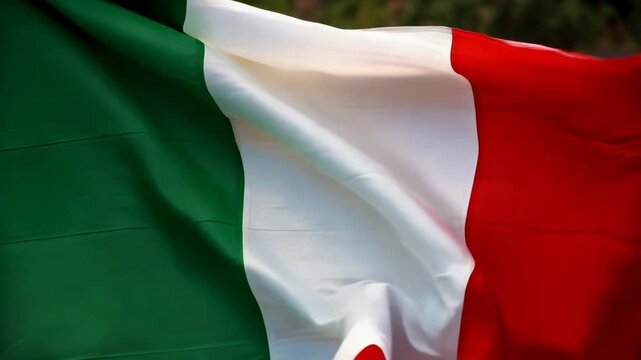 Waving Italian Flag in Motion Captured in Two Distinct Frames, Showcasing the Rich Colors and Symbolism of National Pride and Unity with a Cultural Heritage