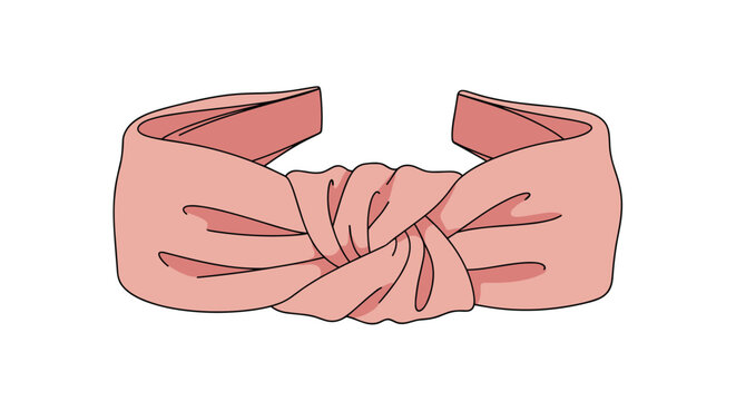 Pink fabric knotted headband accessory for hair styling and fashion isolated on a white background.
