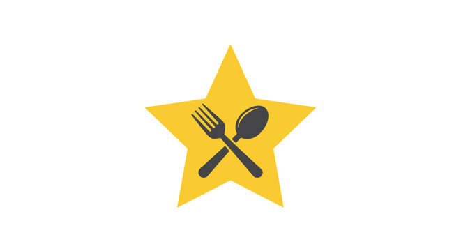 Star shaped restaurant award icon symbol.