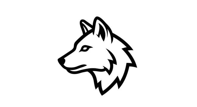Wolf head profile black line art.