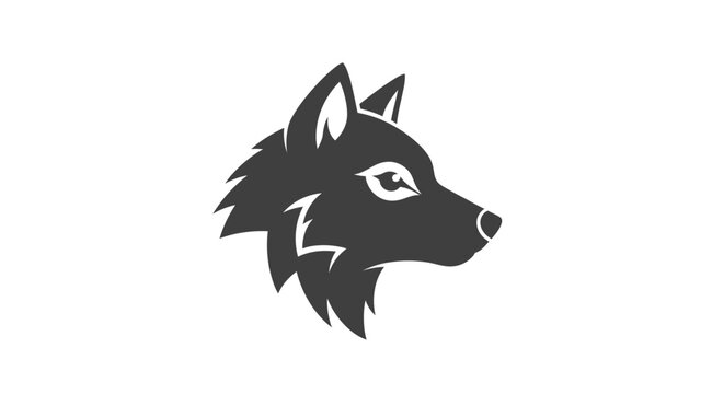 Wolf head profile black silhouette.