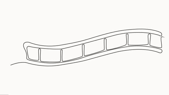 film strip frame animation continuous one line drawing, Full length one line animation, video film strip in editable stroke for web banner. Doodle vector art, film tape continuous line concept video.
