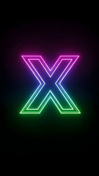 A neon-lit letter X glows brightly against a dark background