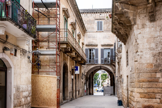 Altamura, houses streets and alleys of a small town in the south, southern Italy. Typical town in the Mediterranean. Narrow streets of old town of Altamura, Puglia, Italy