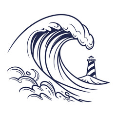 A majestic blue wave crashing against a dark background with a stylized number two Vector