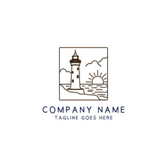 Lighthouse Landscape Logo Design At Sunrise