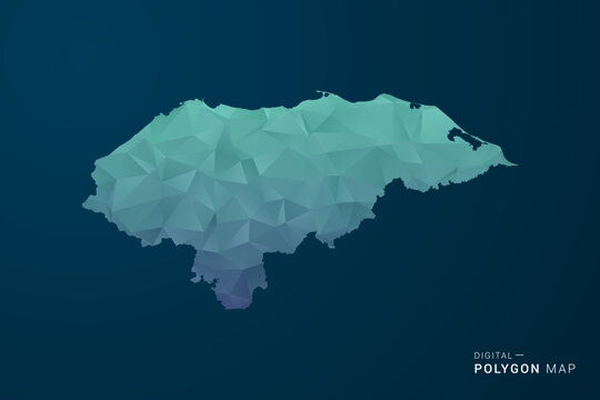 Honduras Map - Polygon Style Vector Illustration with Teal Blue Gradient, Low Poly Geometric Design, Digital and Technology Inspired, Clean Silhouette on Dark Background.