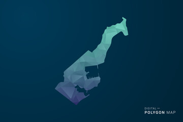 Naklejka premium Monaco Map - Polygon Style Vector Illustration with Teal Blue Gradient, Low Poly Geometric Design, Digital and Technology Inspired, Clean Silhouette on Dark Background.