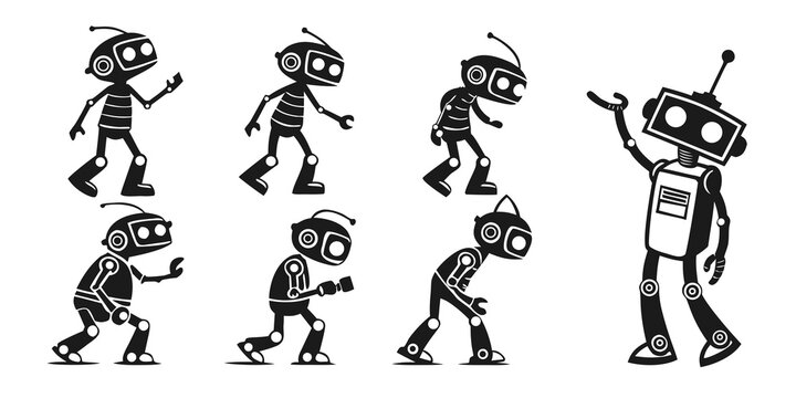 Alien figures performing various dance moves in a sequence Vector