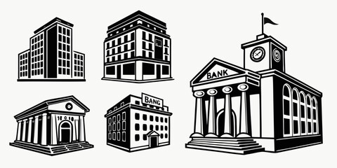 A diverse collection of architectural buildings showcasing various designs and styles. Vector © rabbi