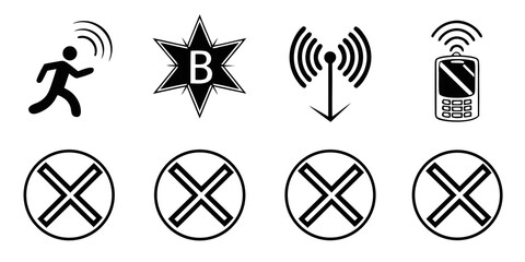 Symbols indicating allowed and prohibited activities in a specific area Vector