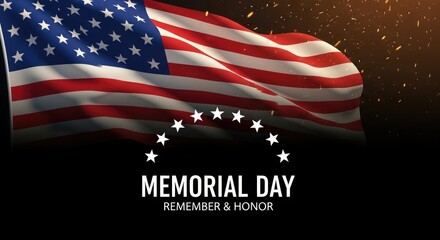 Memorial day tribute with american flag