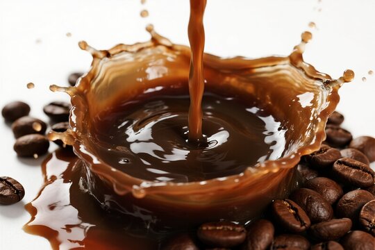 Coffee splash with beans