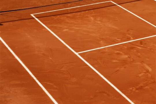 Tennis court surface with net