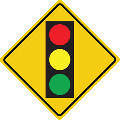 Traffic light ahead road sign vector illustration © JDQcreative