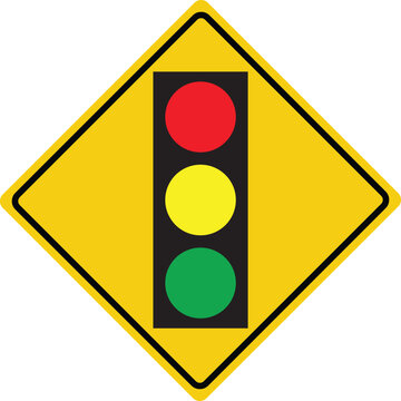 Traffic light ahead road sign vector illustration