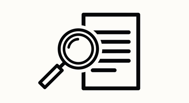 Magnifying glass over document with lines search concept investigation analysis research documentation documentation search information inquiry inquiry icon