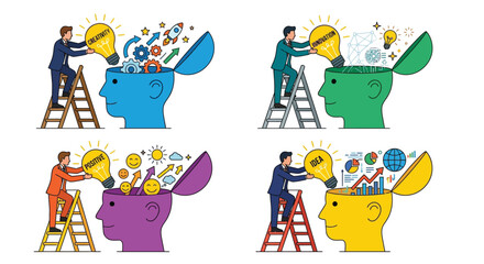 Illustrating the process of idea generation creativity and innovative thinking © Vactor media 