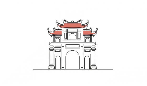 Isometric Bach Dang Giang Relic Site gate Hai Phong Vietnam historical monument vector