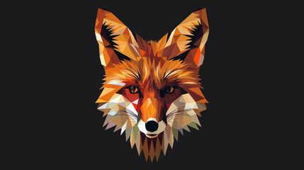 Obraz premium Geometric fox portrait against black background artistic animal illustration