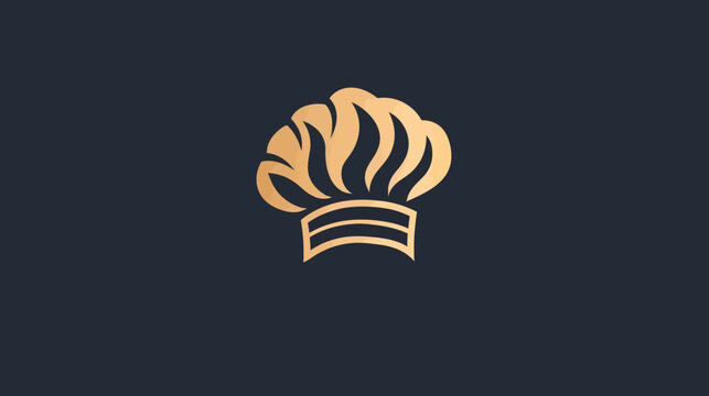 Golden chef's hat logo design on a dark background