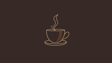 Obraz premium Minimalist coffee cup illustration, brown color palette, steam curling upwards