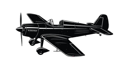 Vintage biplane aircraft illustration with detailed features a striking silhouette © Digonto