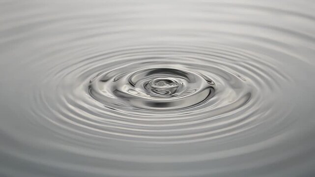 Mesmerizing ripples expanding outwards on a reflective water surface, creating an abstract pattern