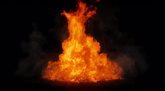 Dynamic shot of a mesmerizing fire pit on a black background