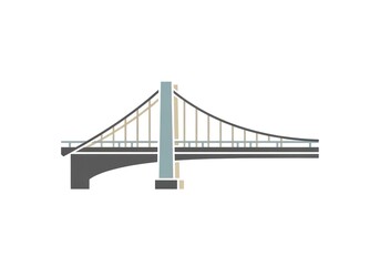 Obraz premium Modern bridge illustration minimalist design of architecture isolated on white