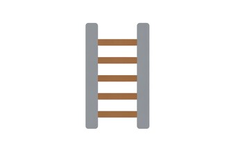 Simple illustration of a wooden ladder with gray supports on a white backdrop