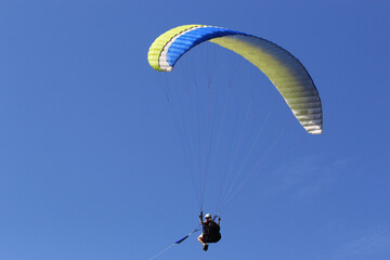 Paraglider being towed by a winch	