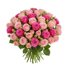 Naklejka premium A vibrant and lush bouquet of fresh roses in various shades of light pink and deep magenta colors