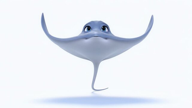 Adorable cartoon stingray character illustration on white background animation