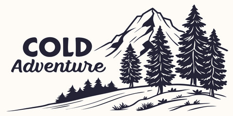 Obraz premium Majestic mountains and a cozy cabin in a serene winter wonderland landscape Vector