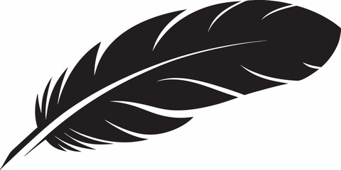 A striking black feather illustration with white highlighting details © Tusar