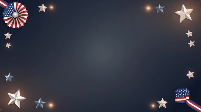 Patriotic stars and ribbons on dark blue background for celebration